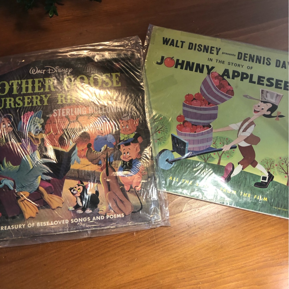 Set of Disneyland LP Record Mother Goose + Johnny Appleseed Vinyl Nursery Rhymes
